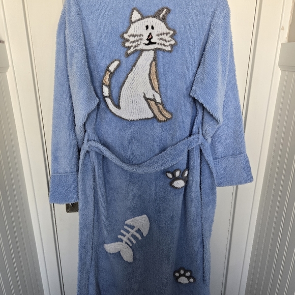Vintage Canyon Group Rare Cat & Fishbone Robe Crazy Cat Lady 90s Cozycore Size M - Picture 11 of 15